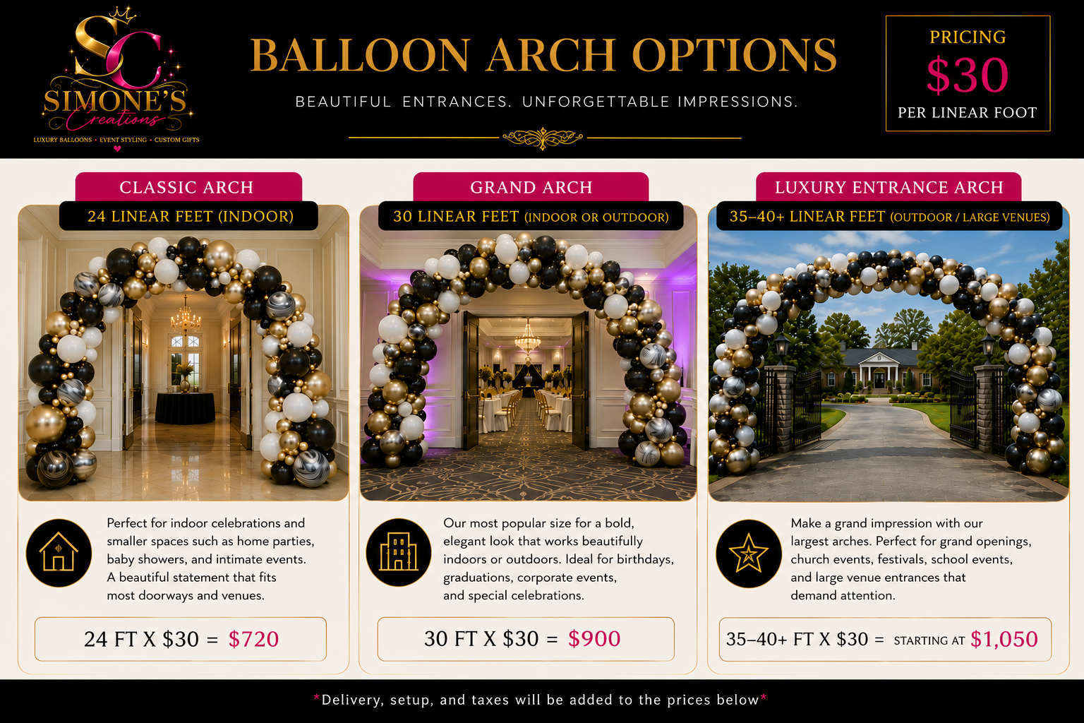 Balloon Arch Options from Simone's Creations DMV
