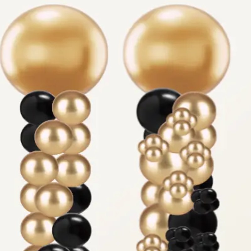 Pair of gold and black balloon columns