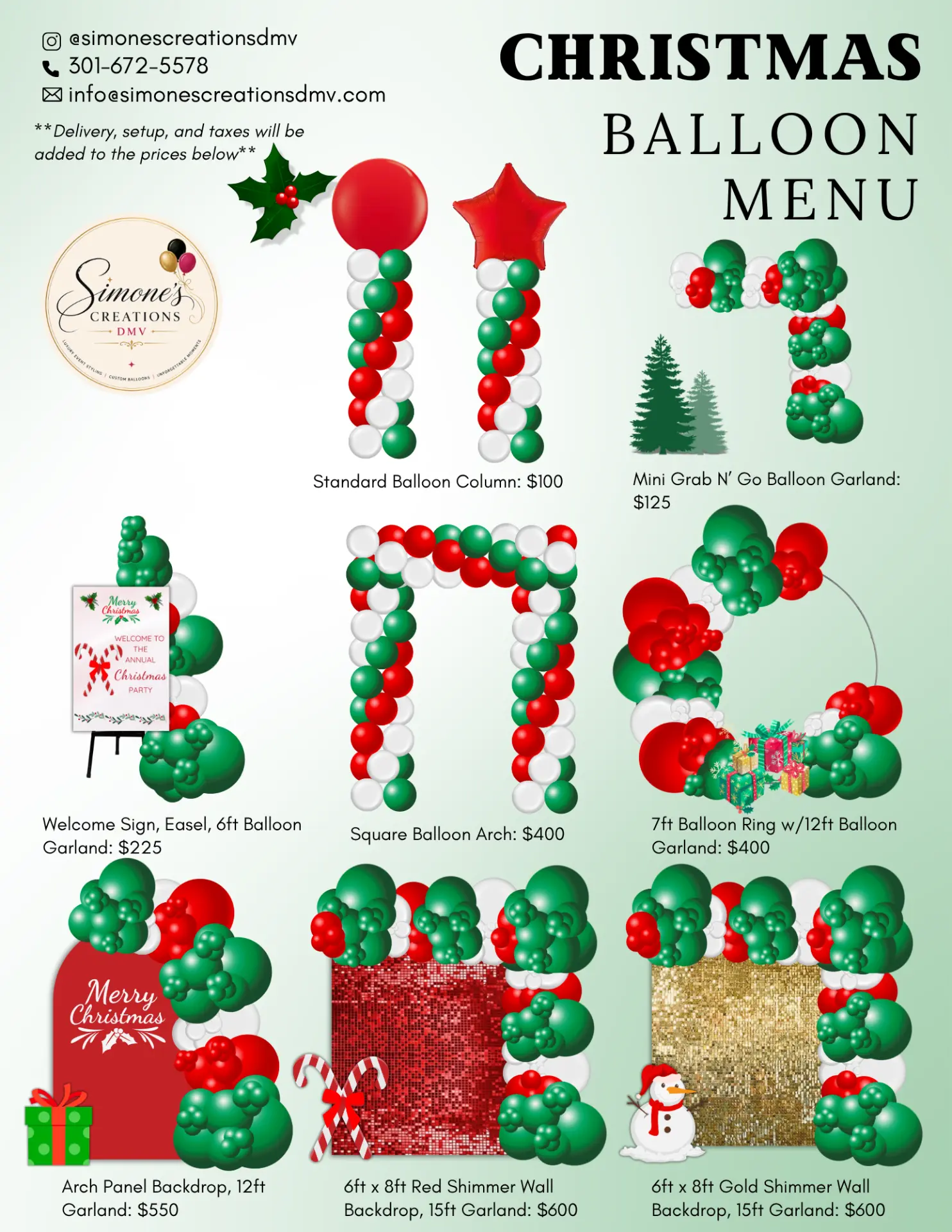 Christmas Balloon Menu