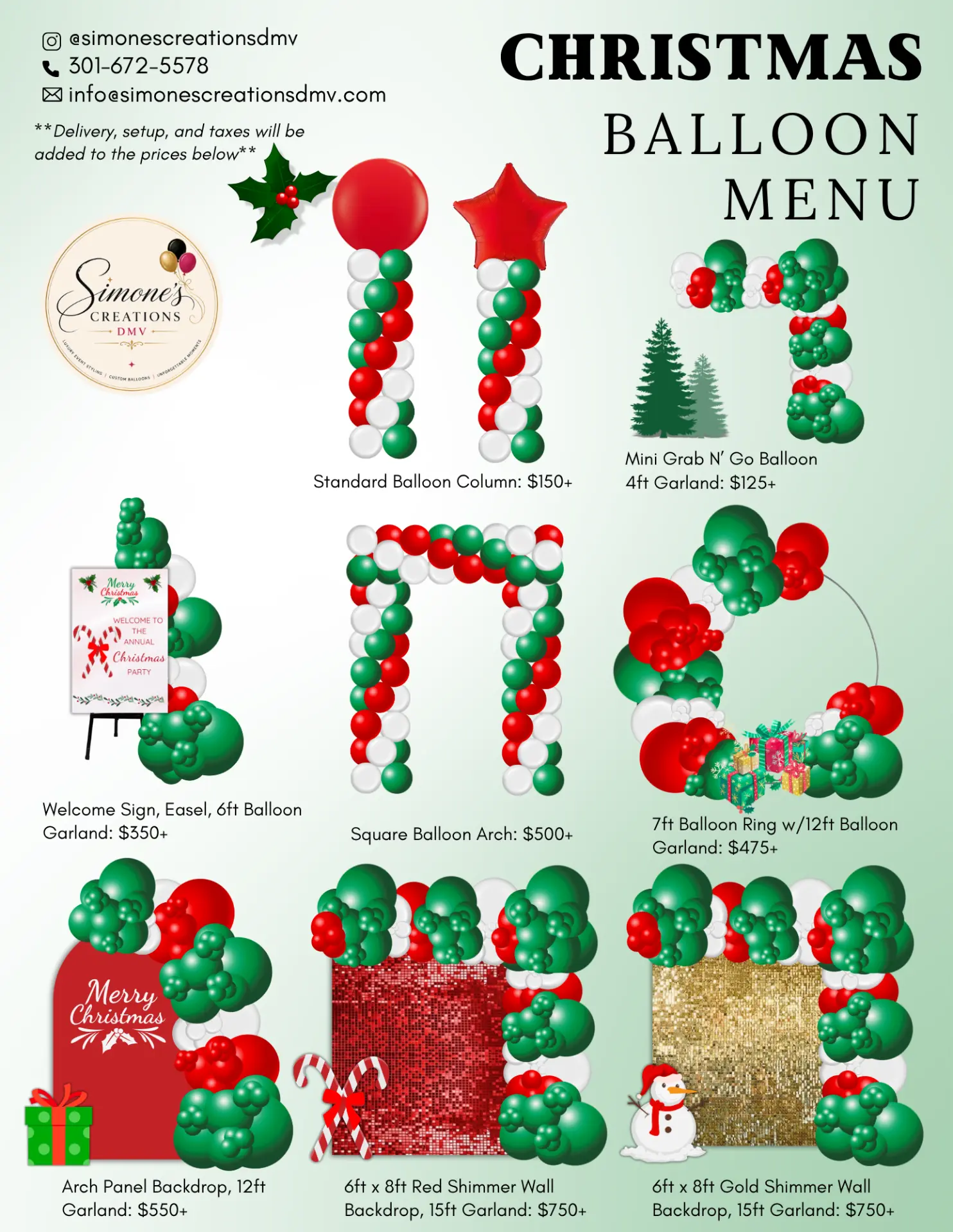 Christmas Balloon Menu