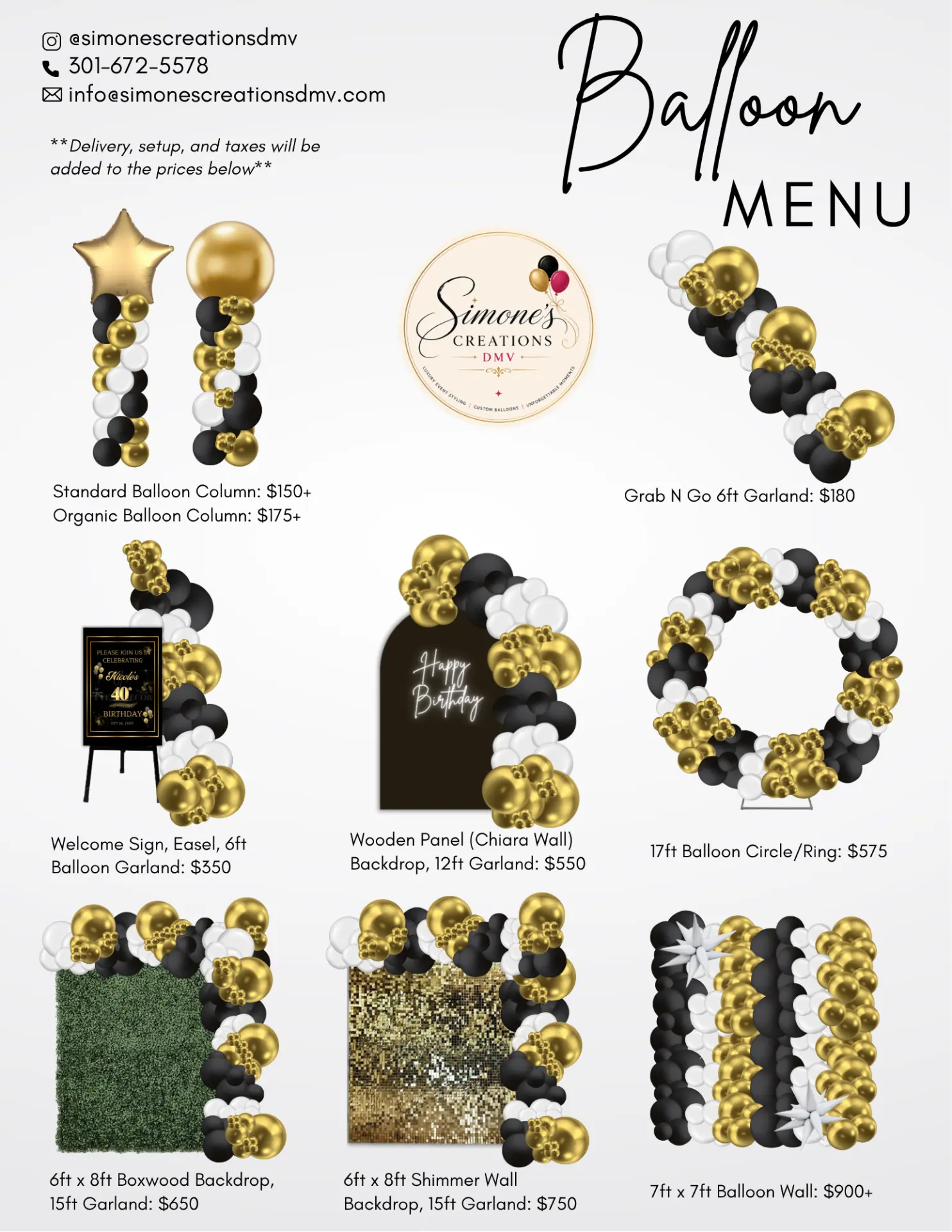 Balloon Menu (All Occasions) from Simone's Creations DMV