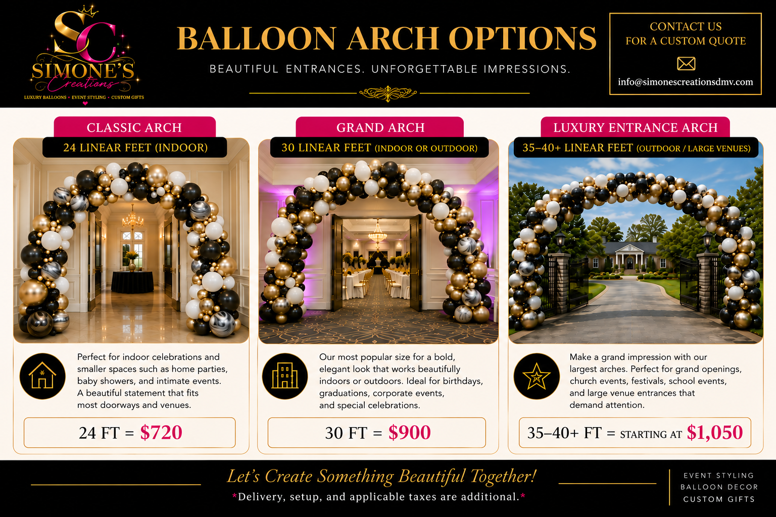 Balloon Arch Options from Simone's Creations DMV