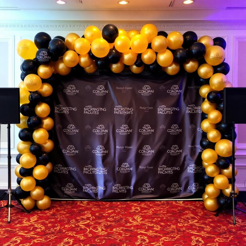 Black and gold balloon backdrop